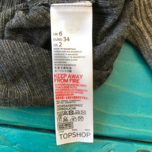 TOPSHOP Gray Ribbed Crop Top Size 2 - Picture 9 of 10